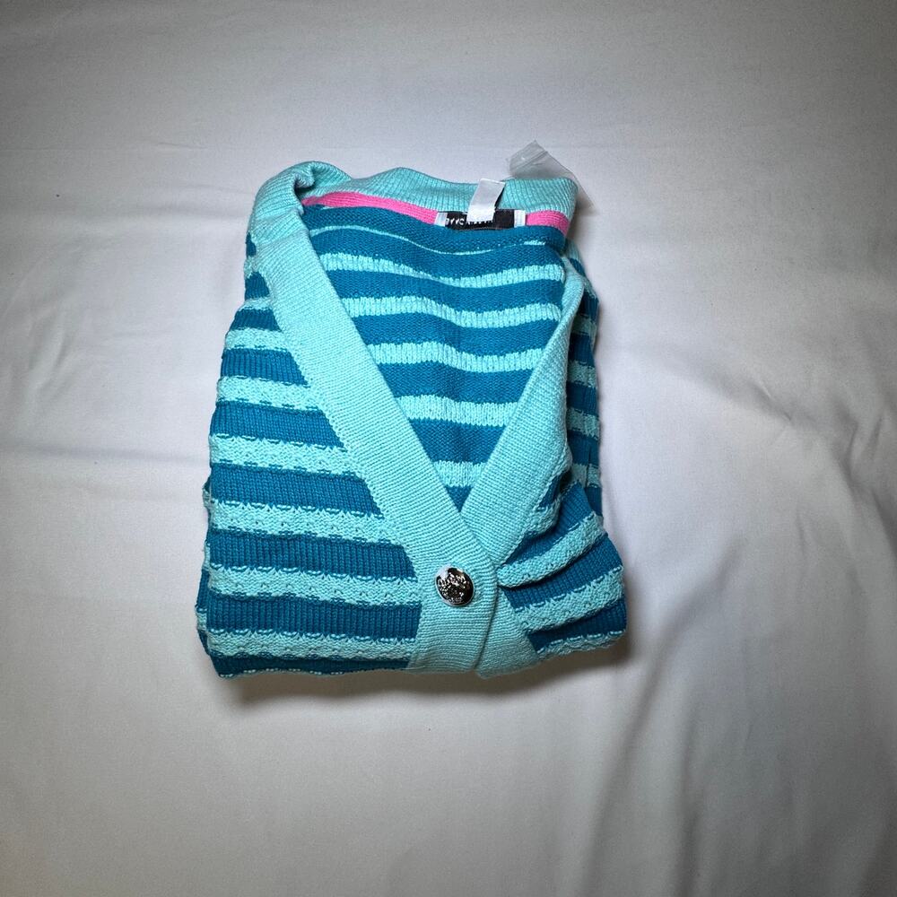 NWOT Isaac Mizrahi Live! Striped Button-Front Cardigan‎ Sweater [L] - Picture 5 of 7
